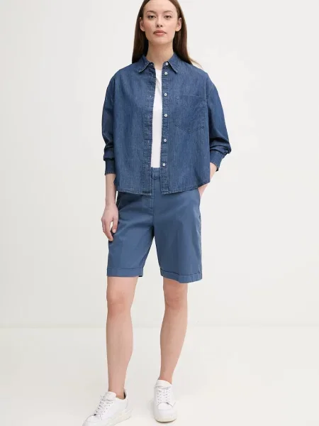 Шорти United Colors of Benetton однотонні висока посадка синій