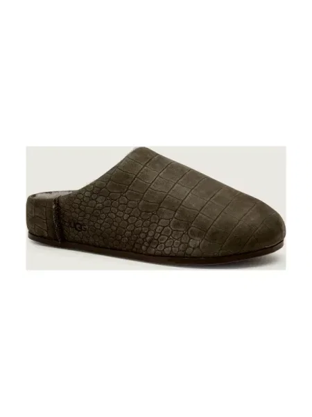 UGG De piele mules încălțăminte ELEA EMBOSSED cu adaos de lână gri