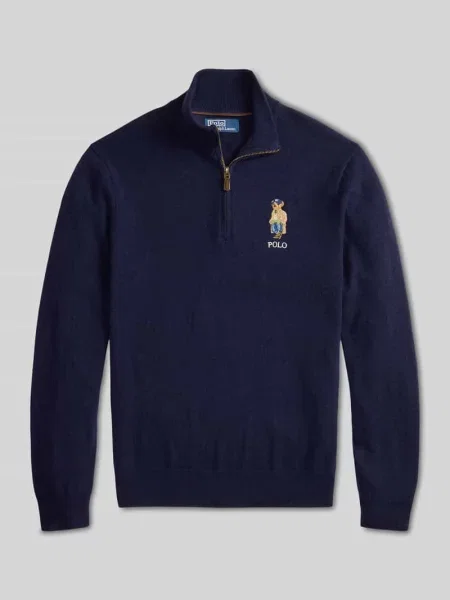Sweter z czystej wełny o kroju regular fit Polo Ralph Lauren granatowy