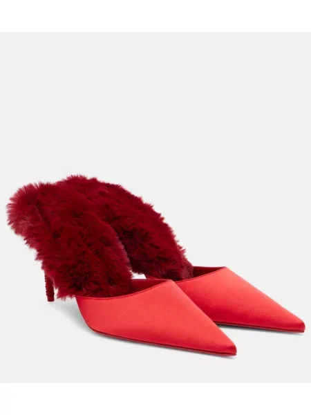 Satenaste mules Christian Louboutin rdeča