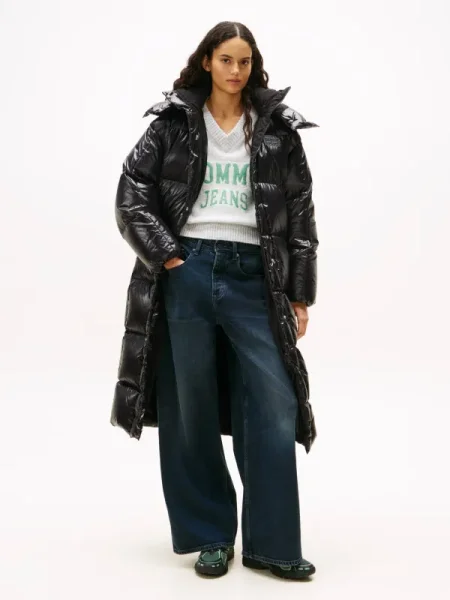 Tommy Jeans geacă de puf de iarnă oversize negru