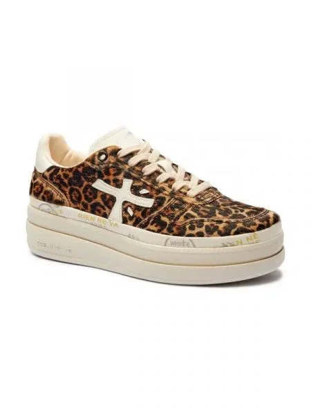 Premiata Sneakers MICOL cu adaos de piele maro