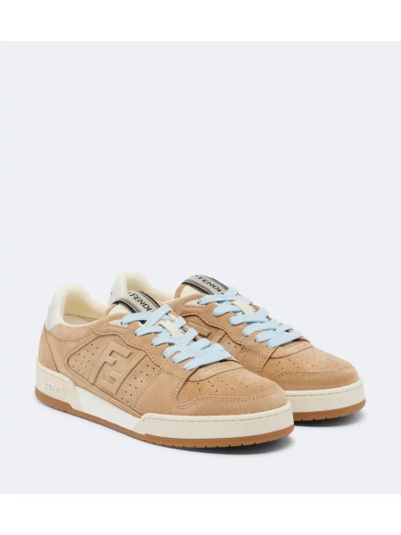 Sneakerși Fendi din piele de căprioară bej