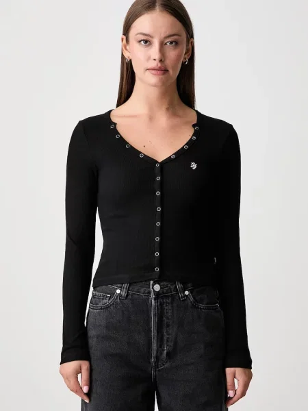Tricou cu mânecă lungă Guess Jeans negru
