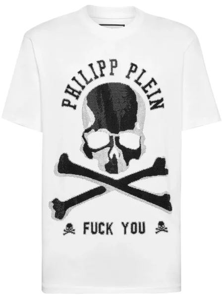 Tricou Philipp Plein de cristal alb