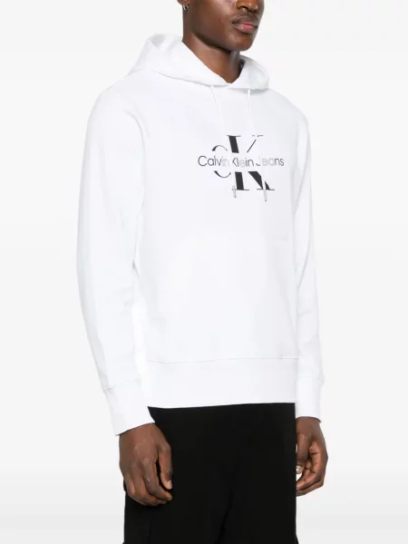 Mikina s kapucňou Calvin Klein Jeans biela