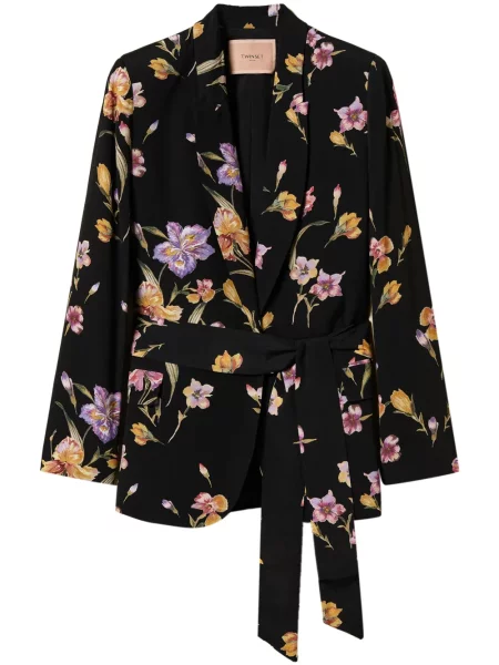 Geacă Twinset cu model floral cu imagine negru
