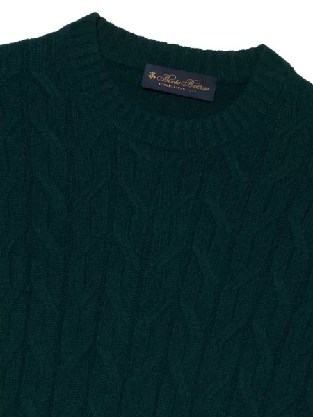 Пуловер Brooks Brothers с кръгло деколте зелено