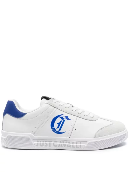 Sneakerși Just Cavalli din piele cu imagine alb