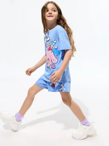 Sinsay Volné šortky s potiskem Cinnamoroll modrá