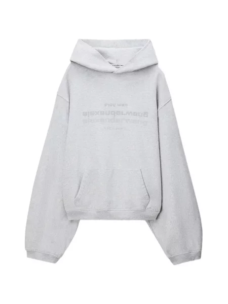 Суичър с качулка Alexander Wang с автограф сиво