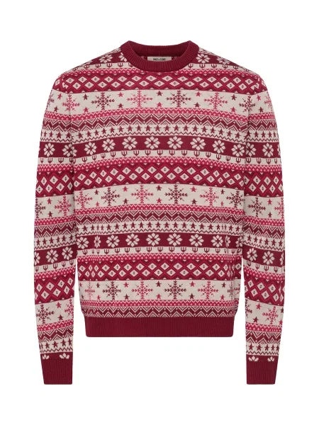 Only & Sons Pulover ONSX-MAS 2 crem / rubiniu / cranberry roșu