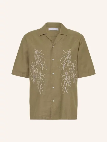 Samsøe Samsøe Resortová Košile Saoscar Comfort Fit khaki bílá