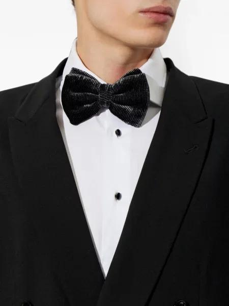 Cravată Giorgio Armani cu funde de catifea gri