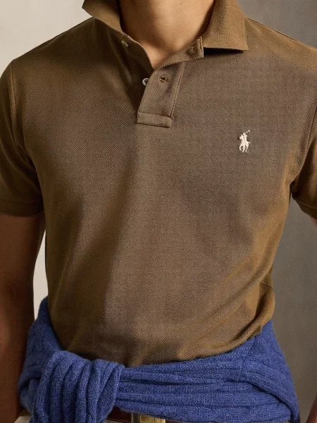 Polo Ralph Lauren тениска с яка мъжка от кафяво