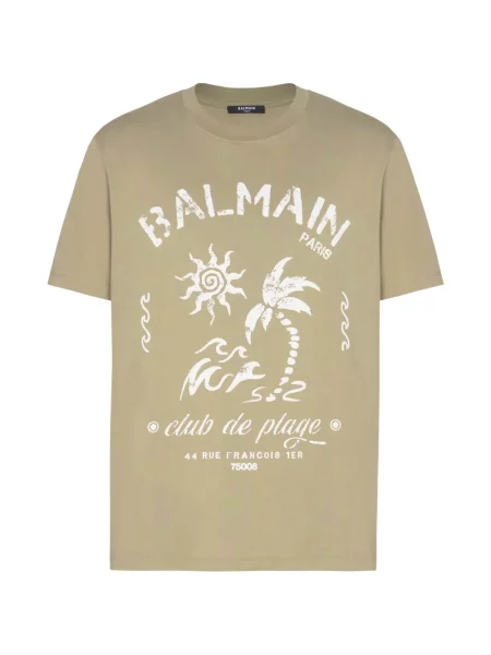 Tricou Balmain cu decolteu rotund scurt verde