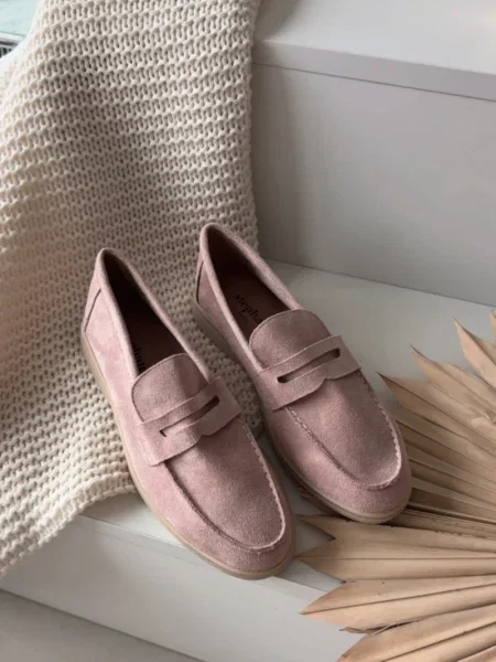 Mocasini Boto din piele roz