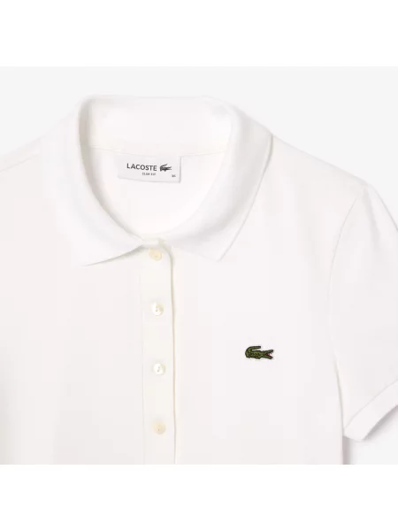 Lacoste Koszulka Polo Slim Fit Z Elastycznego Dżerseju Bawełnianego biała