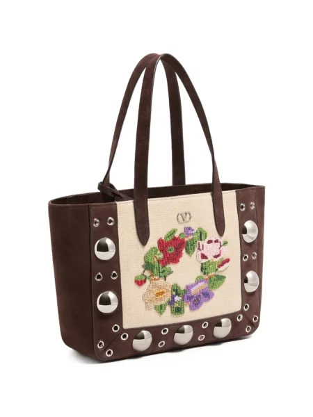 Geantă shopper Valentino Garavani maro