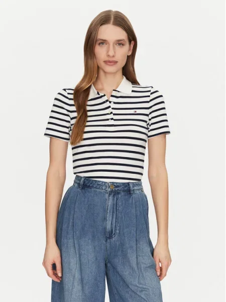 Tommy Hilfiger Тениска с яка и тъмносин