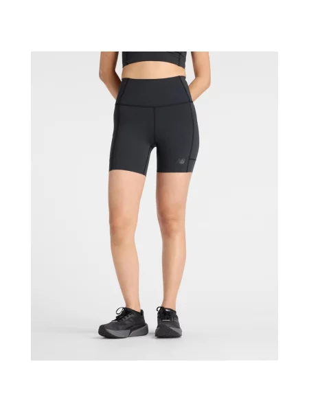 Legginsy krótkie New Balance Sleek Storage Race Short 6 czyste L czarne