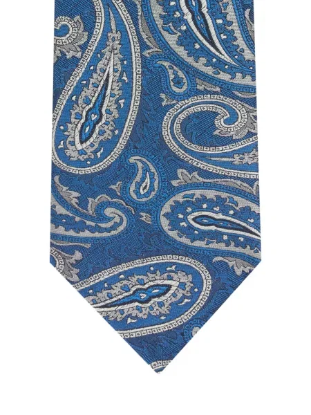 Cravată Etro cu model paisley din jacard albastru