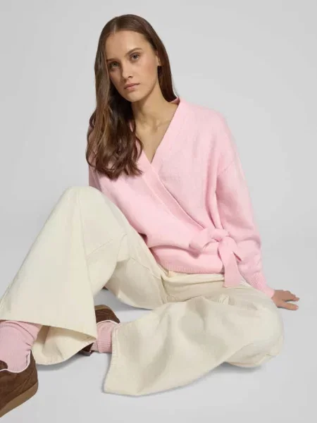 Kardigan w kroju regular fit z domieszką wełny model KIRA' Only różowy