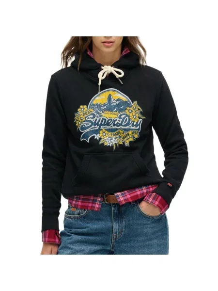 Bluza z kapturem Superdry Floral niebieska