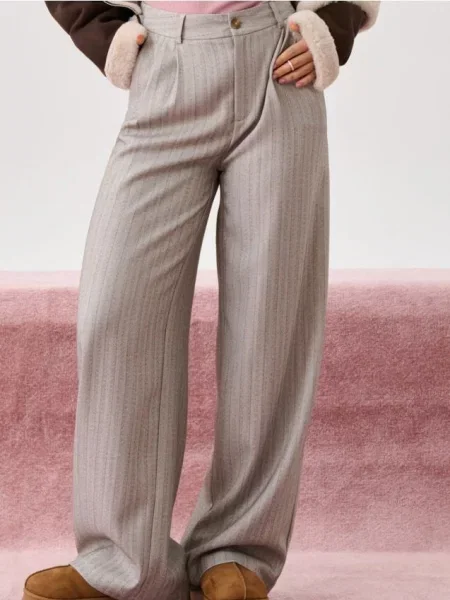 Штани wide leg бежевий