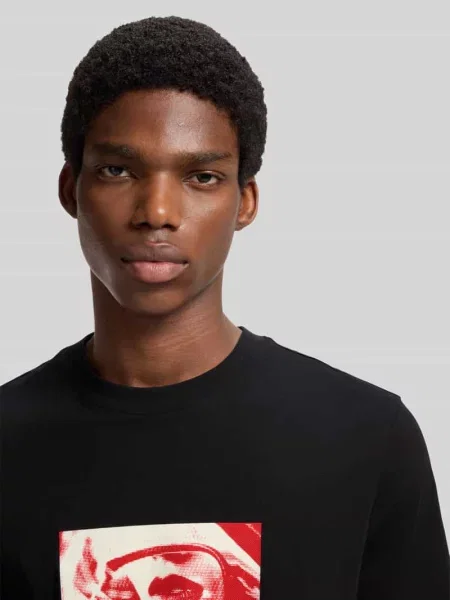 T-shirt o kroju regular fit z czystej bawełny model Dirom' Hugo czarna