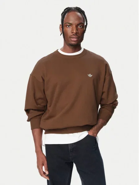 Adidas Originals dukserica za muškarce s pamukom Trefoil Essentials smeđa