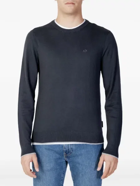 Sweter Armani Exchange z okrągłym dekoltem z logo szary