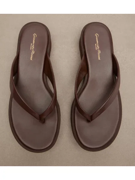 Chiloți tanga Gianvito Rossi din piele cu platformă maro