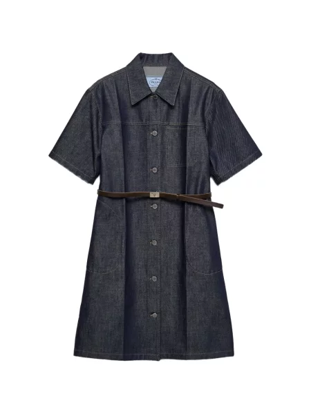 Mini rochie din denim Prada de costum mini albastru