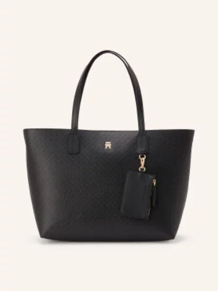 Kabelka Tommy Hilfiger Th Icon Tote Mono černá