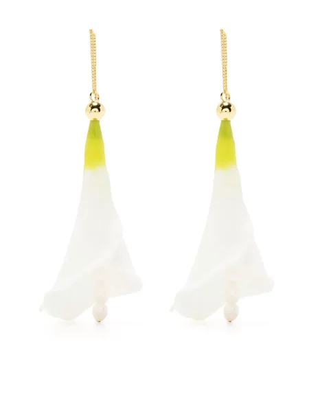 Cercei Cult Gaia cu model floral alb