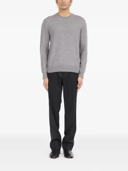 Pulover Mm6 Maison Margiela tricotate cu decolteu rotund gri