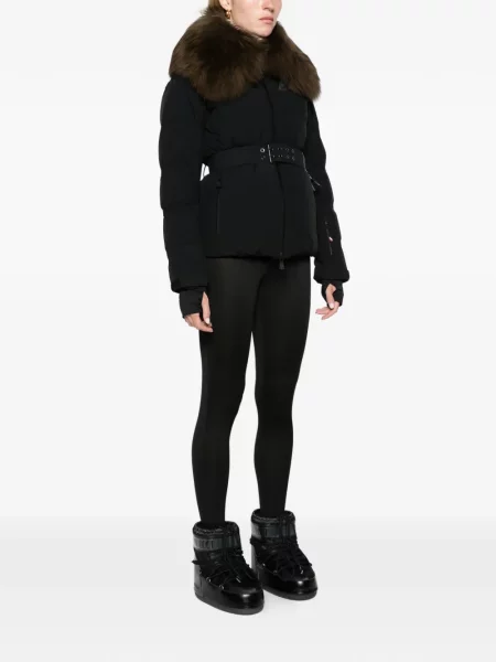 Izolat geacă de schi Moncler Grenoble din piele de oaie negru