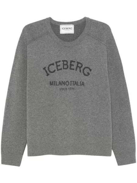 Pulover Iceberg cu decolteu rotund cu autograf gri