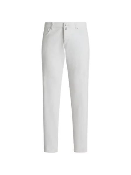 Blugi drepți Kiton cu 5 buzunare alb