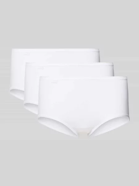 Majtki o kroju slim fit z naszywką z logo w zestawie 3 szt. Sloggi białe