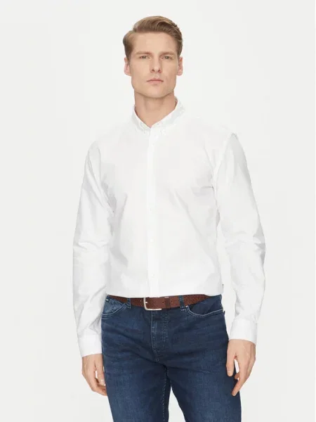 Koszula biznesowa o kroju z kołnierzykiem typu button down model ‘Roan’ biała