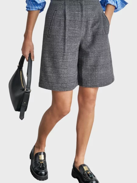 Вовняні картаті шорти Dkny сірі