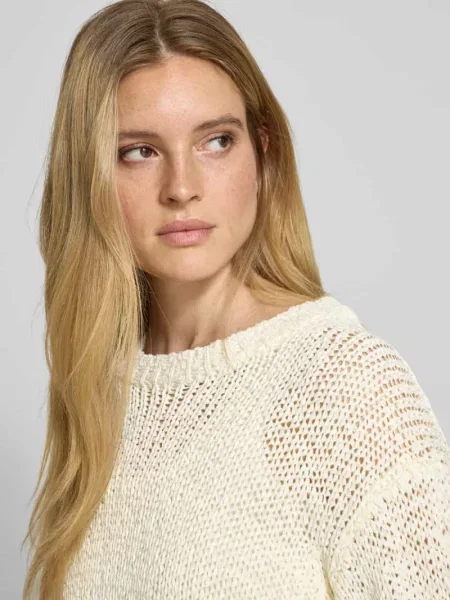 Sweter z dzianiny z prążkowanymi wykończeniami model ‘CALA’ Staud beżowy