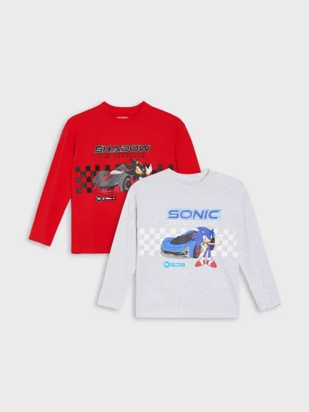 Sinsay volná trička s dlouhým rukávem 2 pack Sonic the Hedgehog vícebarevná