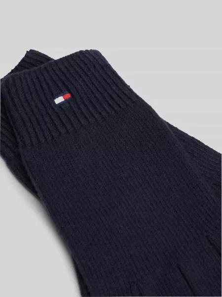 Rękawiczki z mieszanki bawełny z dodatkiem wełny Tommy Hilfiger granatowe
