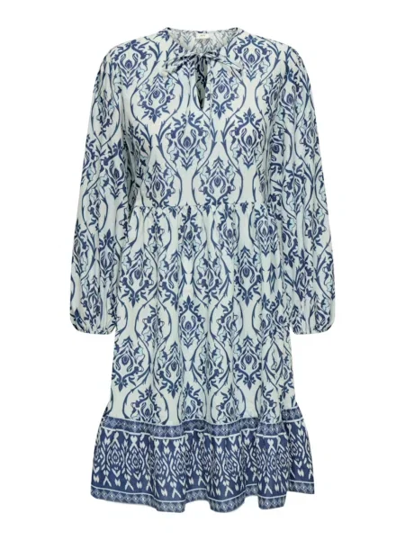 JDY Obleka JDYANNA modra / svetlo modra / off-bela bela