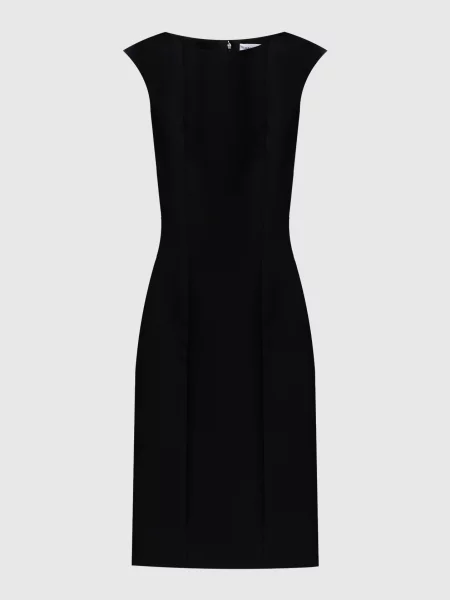 Сукня-футляр міді з вовни Alexander Mcqueen чорна
