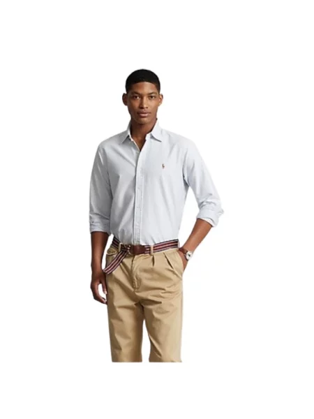 Koszula Polo Ralph Lauren w paski z twillu z paskiem niebieska