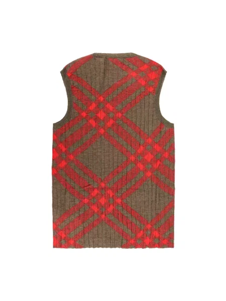 Sweter Burberry wełniany w kratę czerwony